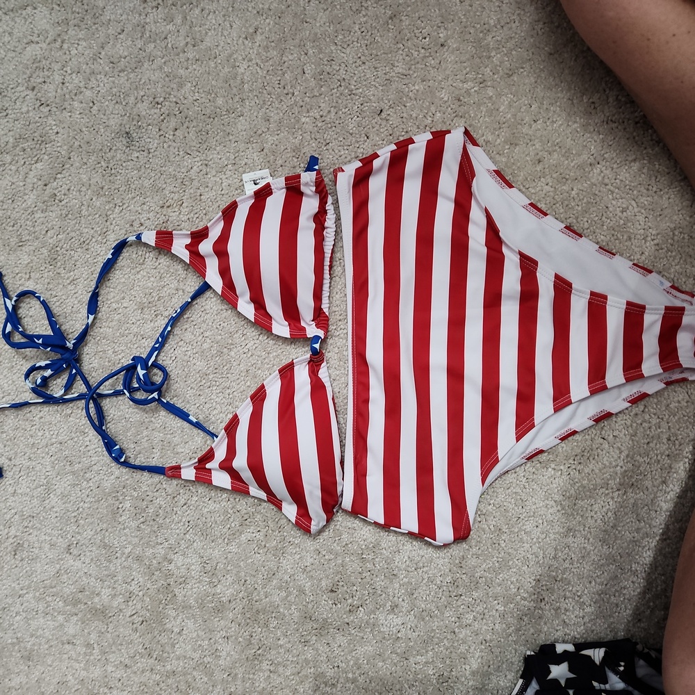 Red White and blue American flag Bikini